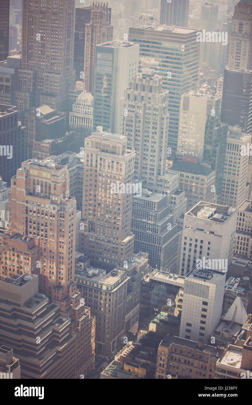 New York City Manhattan Skyline, U.S.A. Vintage retro style Stock Photo