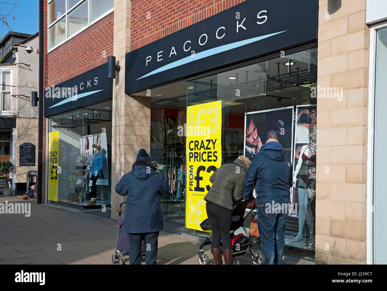 Peacocks shopfront shop store exterior Bridlington East Yorkshire England UK United Kingdom GB Great Britain Stock Photo