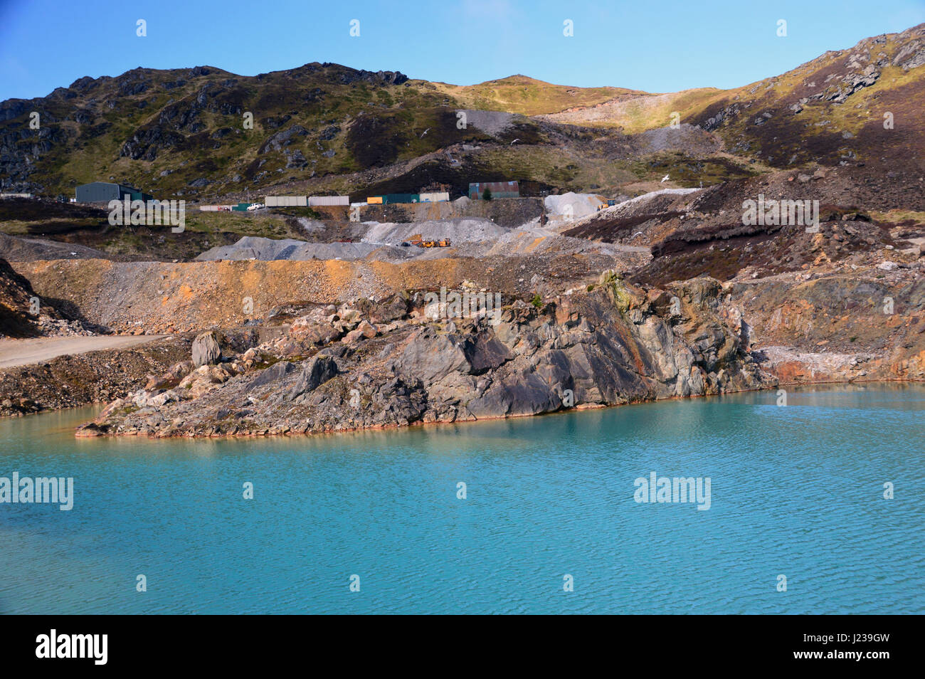 One the Catchment Pools from the Mining Operations at Foss Barytes Mine near Aberfeldy, Below the Scottish Mountain Corbett Meall Tairneachan Stock Photo