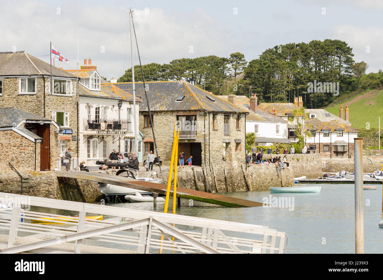 Waterside properties overlooking the estuary in Devon Stock