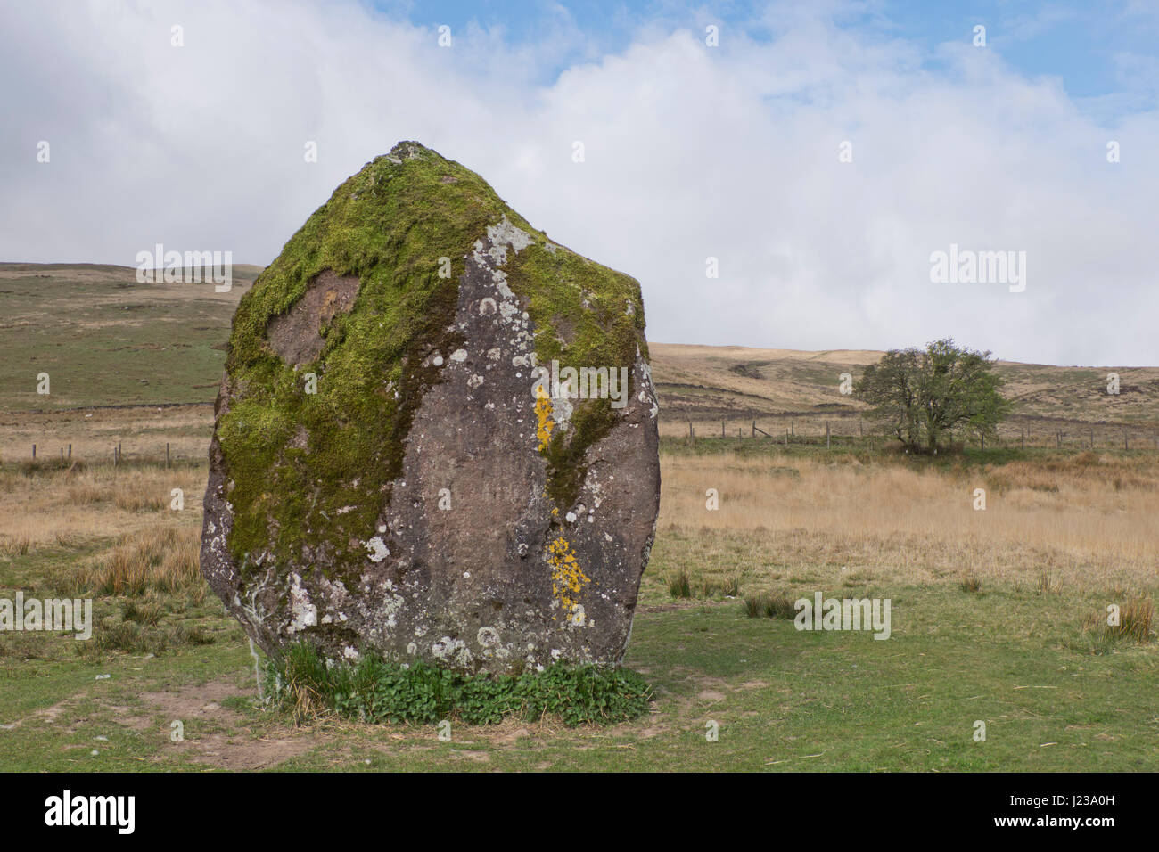 Prehistoric standing stone Maen Llia, at the Brecon Beacons National Park,Wales,UK Stock Photo