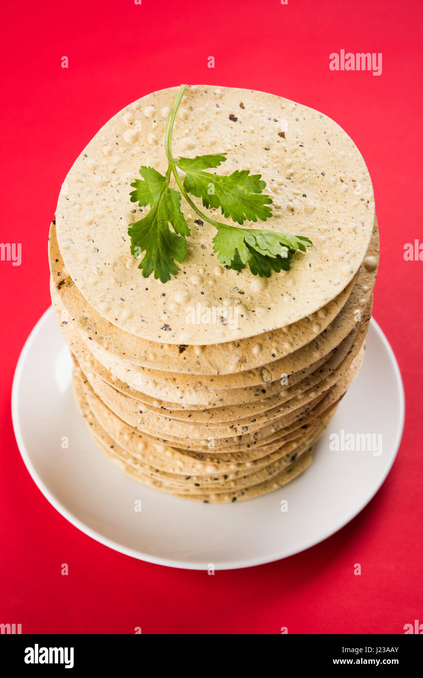 Indian snacks, deep fried crackers or papad. Mung dal and urad dal