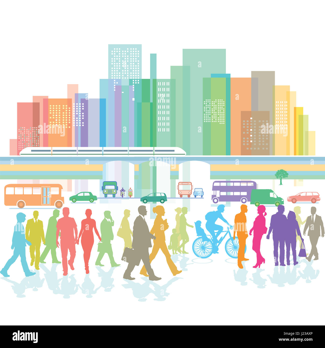 Large city with pedestrian and road traffic Stock Photo - Alamy