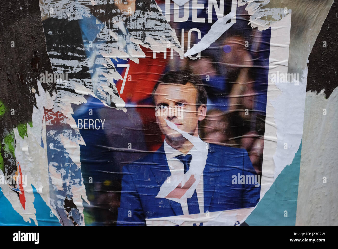 French 2017 election posters in Paris Stock Photo