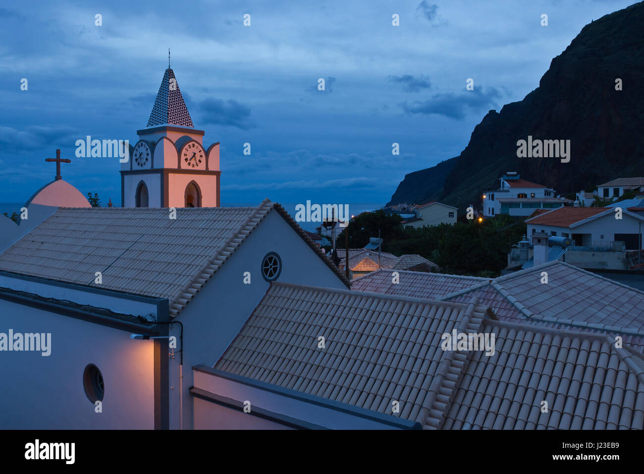 Night in Jardim do mar, Madeira, Portugal Stock Photo