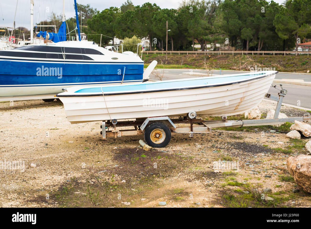 The yachts are aground in shallow sea water. Boat run aground in