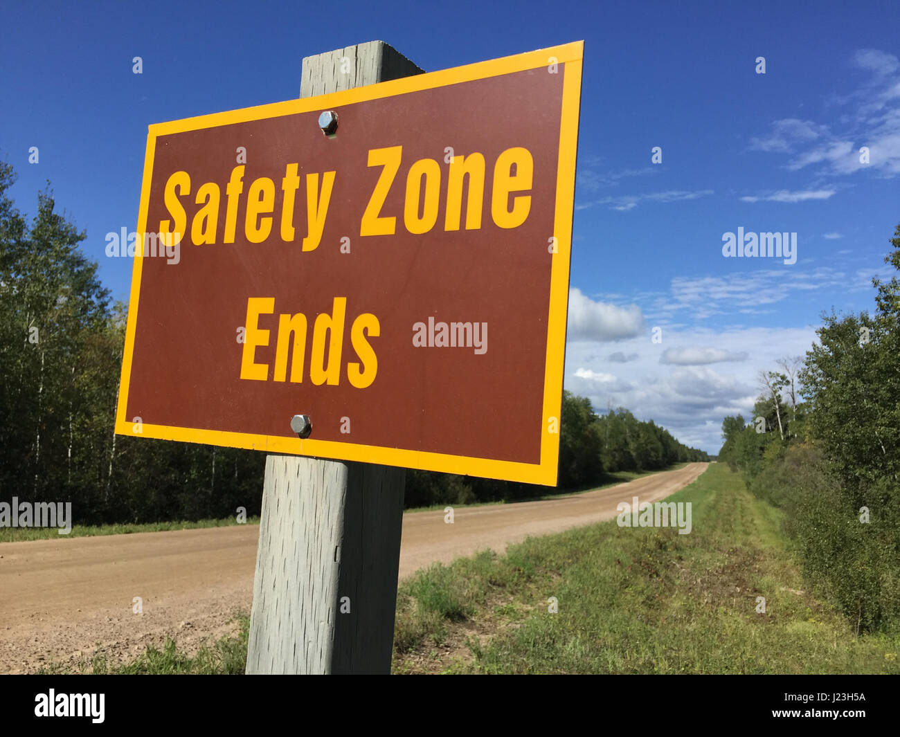 Safety Zone Ends Sign in Rural Area Stock Photo Alamy