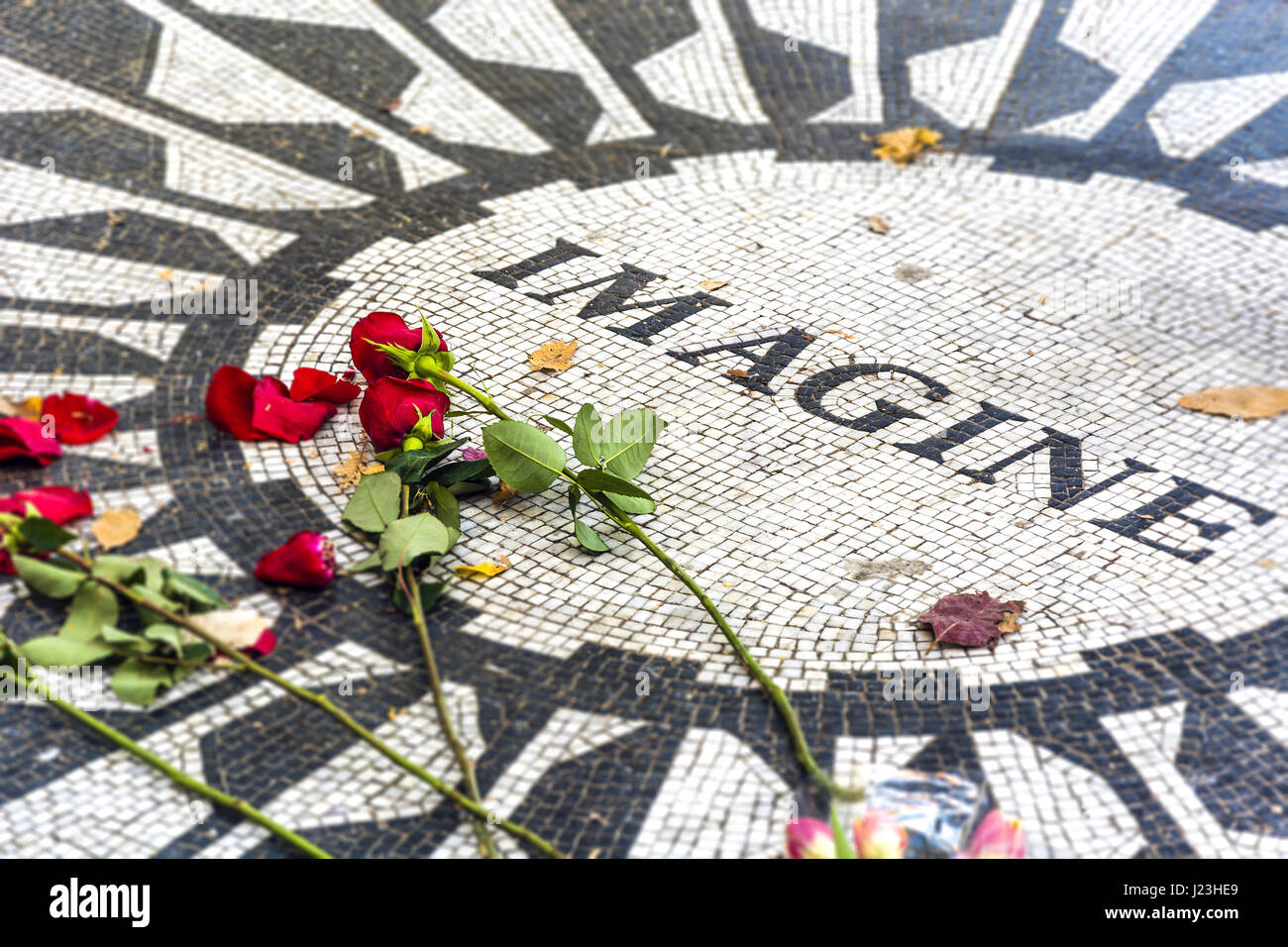 Strawberry Fields, the John Lennon Memorial in Central Park Stock Photo