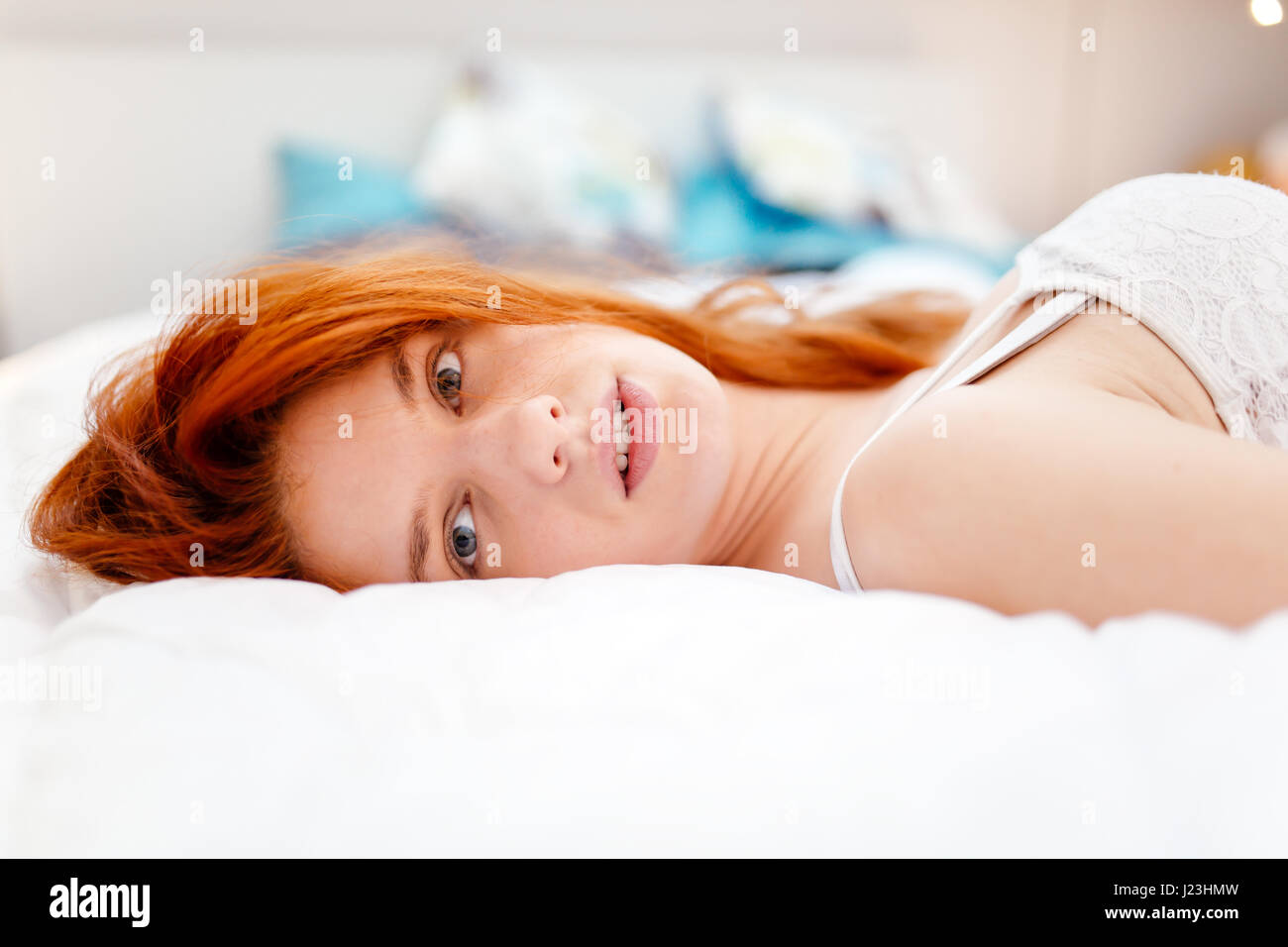 Portrait of a beautiful red haired woman Stock Photo