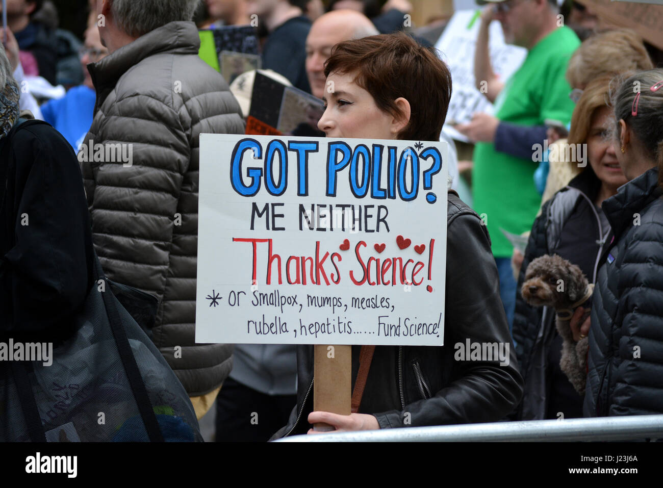 People taking part in the March for Science in New York City. Stock Photo