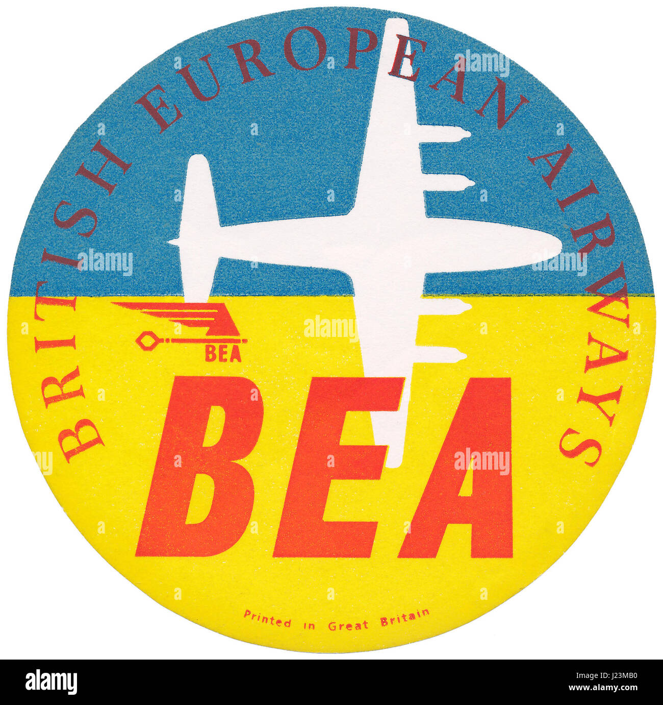 Vintage BEA (British European Airways) luggage label. Stock Photo