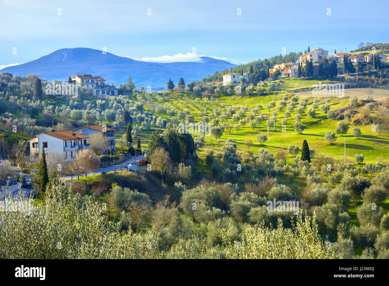 Countryside Rocca d´Orcia. Val d'Orcia, Siena province, Tuscany, Italy Stock Photo