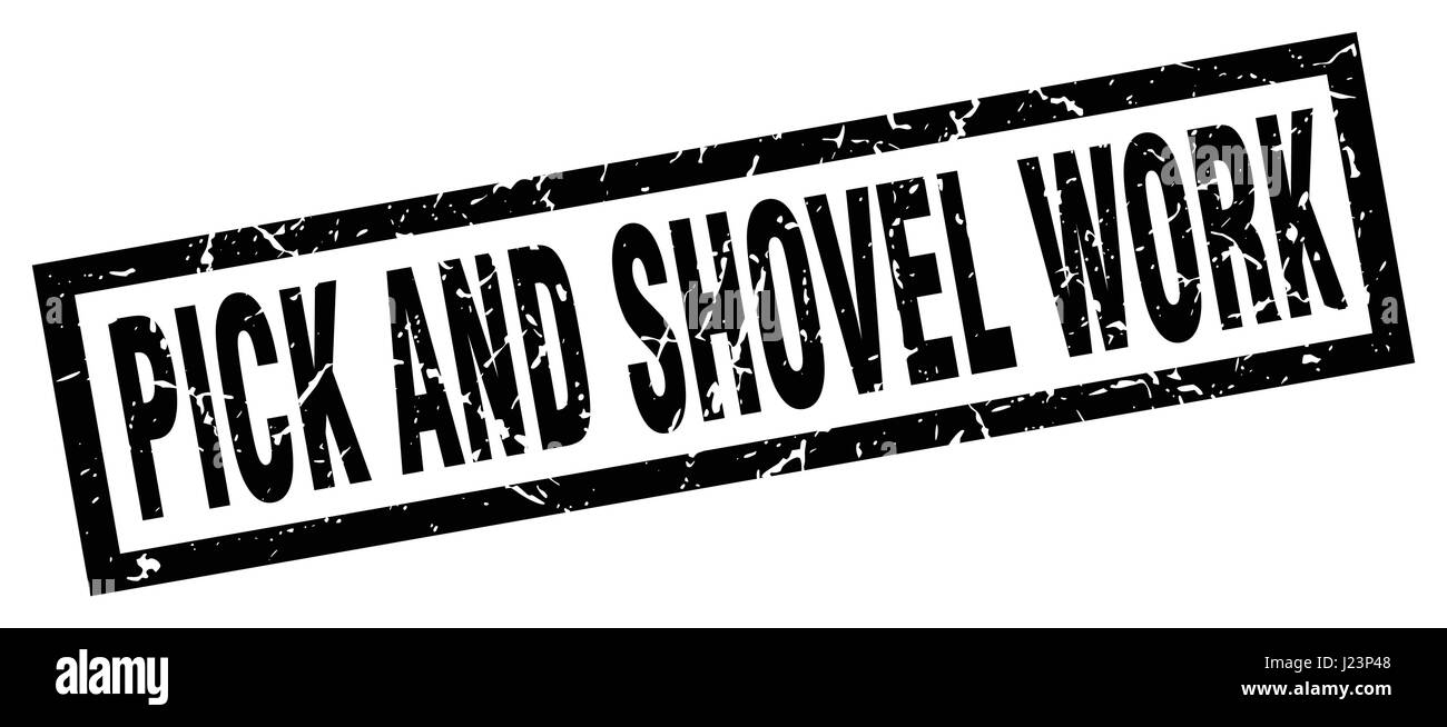 square grunge black pick and shovel work stamp Stock Vector Image & Art