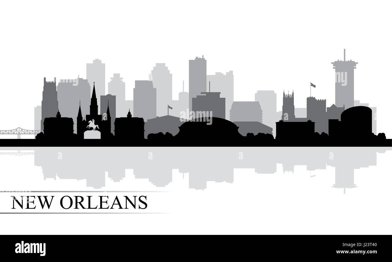 New Orleans city skyline silhouette background, vector illustration ...