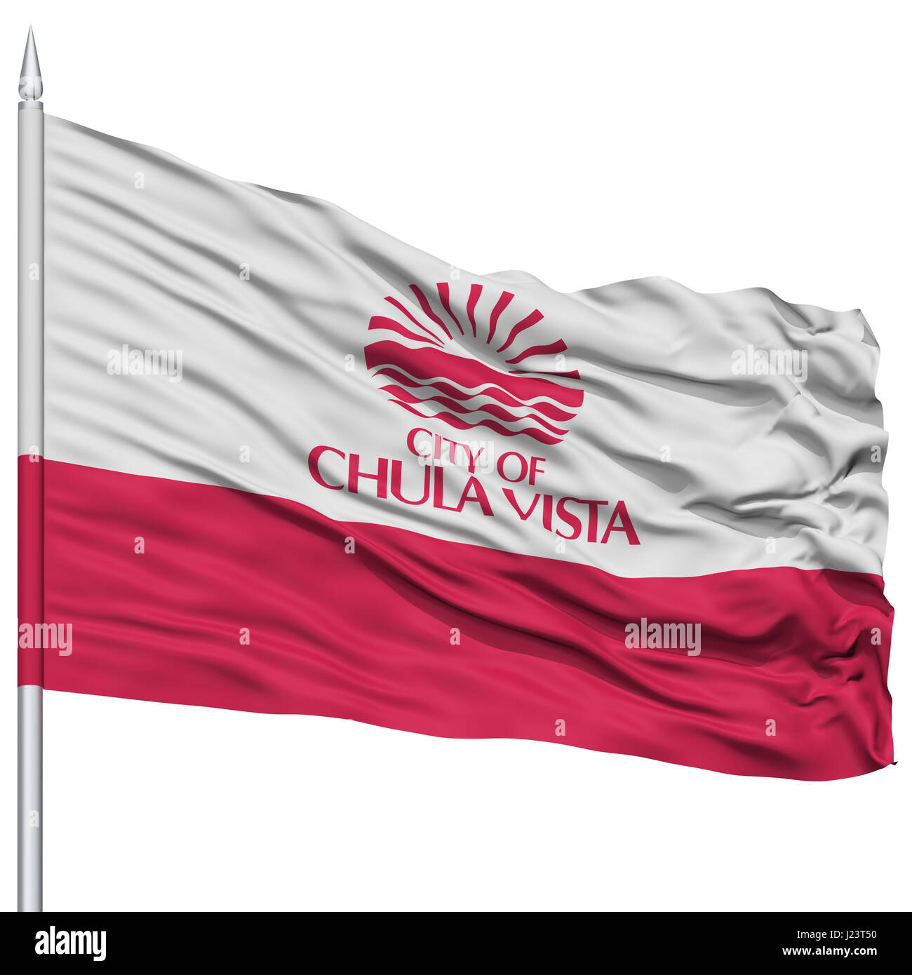 Chula Vista City Flag on Flagpole, California State, Flying in the Wind ...