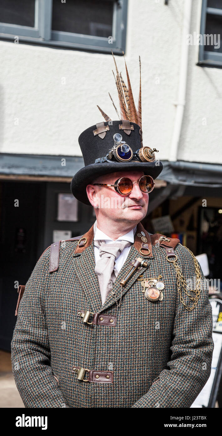 A man dressed as a Steampunk at the Whitby Goth celebrations in North Yorkshire,England,UK Stock Photo