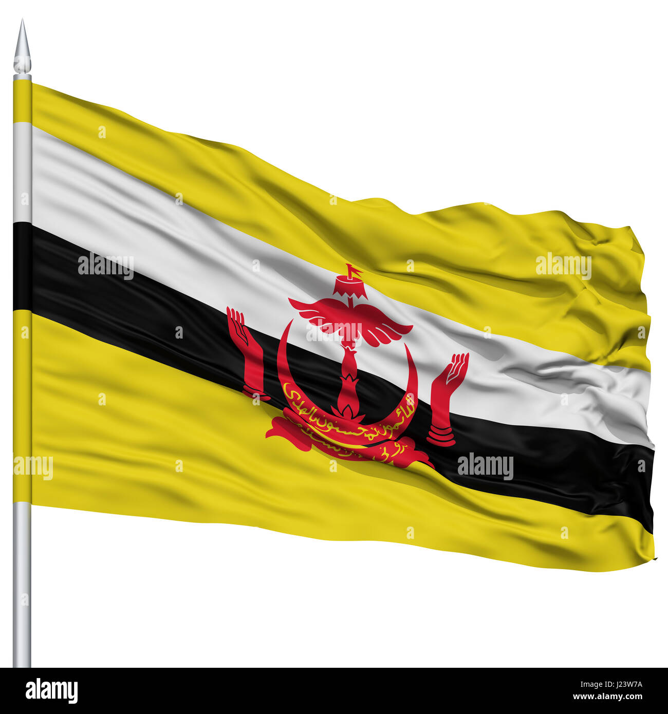Bandar Seri Begawan City Flag on Flagpole Stock Photo