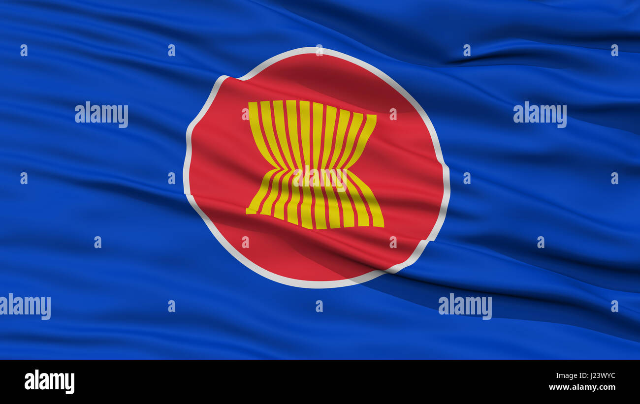 Closeup ASEAN Flag Stock Photo