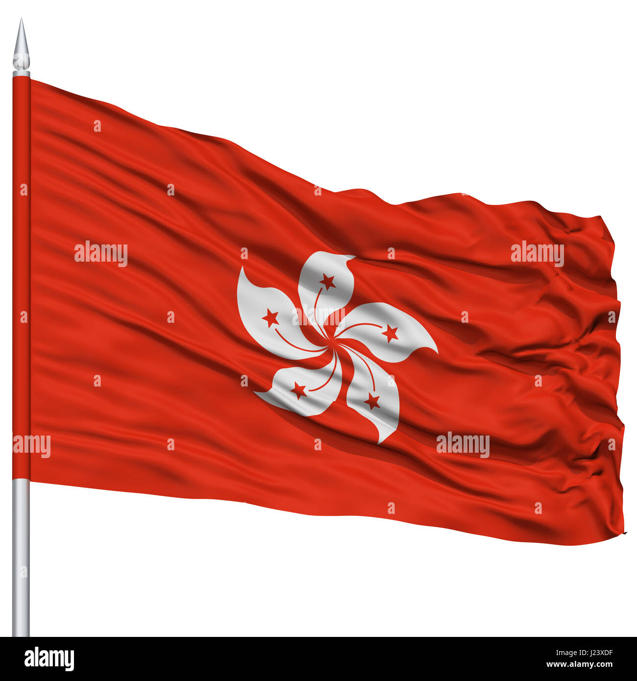 Hong Kong Flag on Flagpole Stock Photo