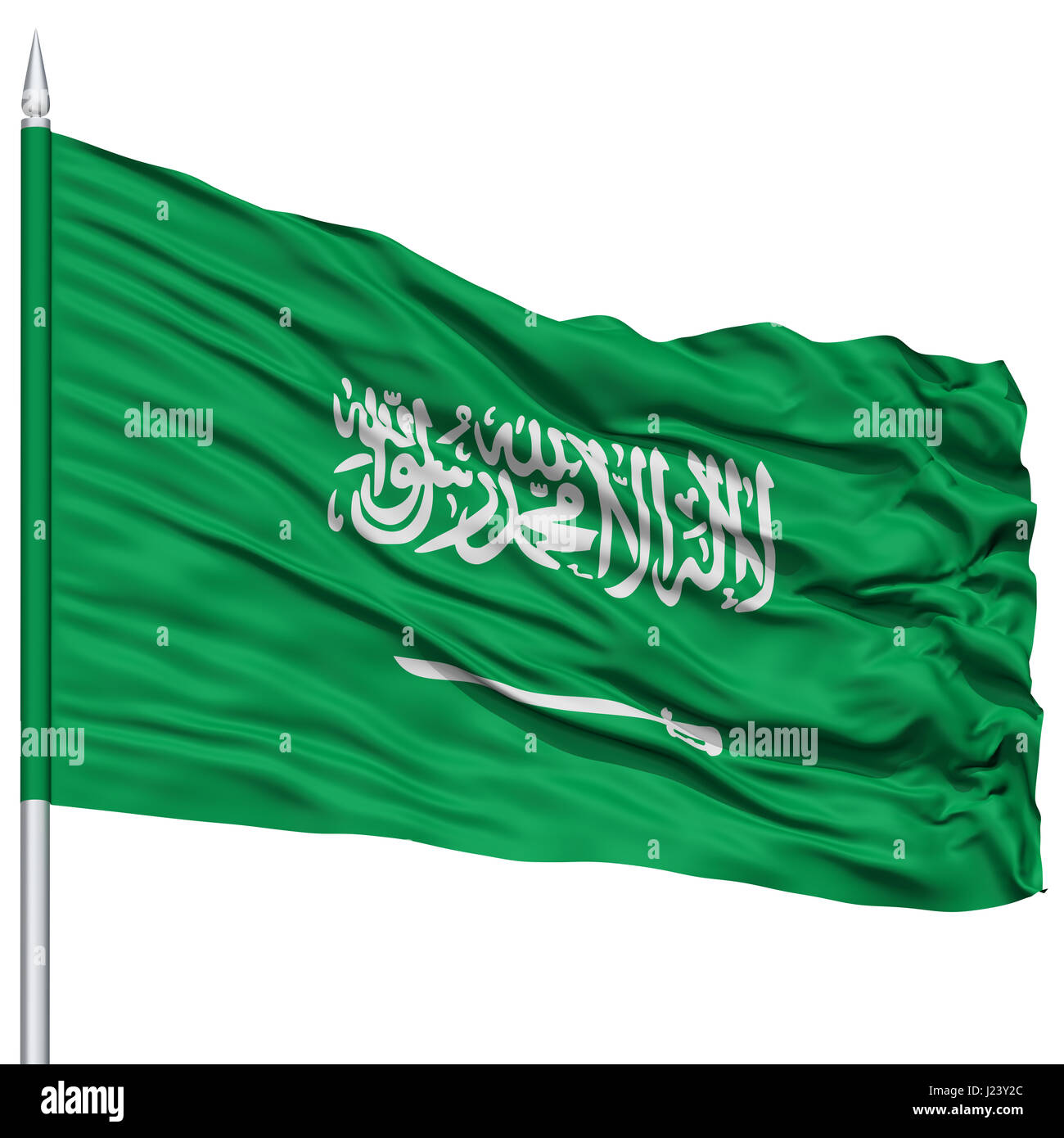 Saudi Arabia Flag on Flagpole Stock Photo