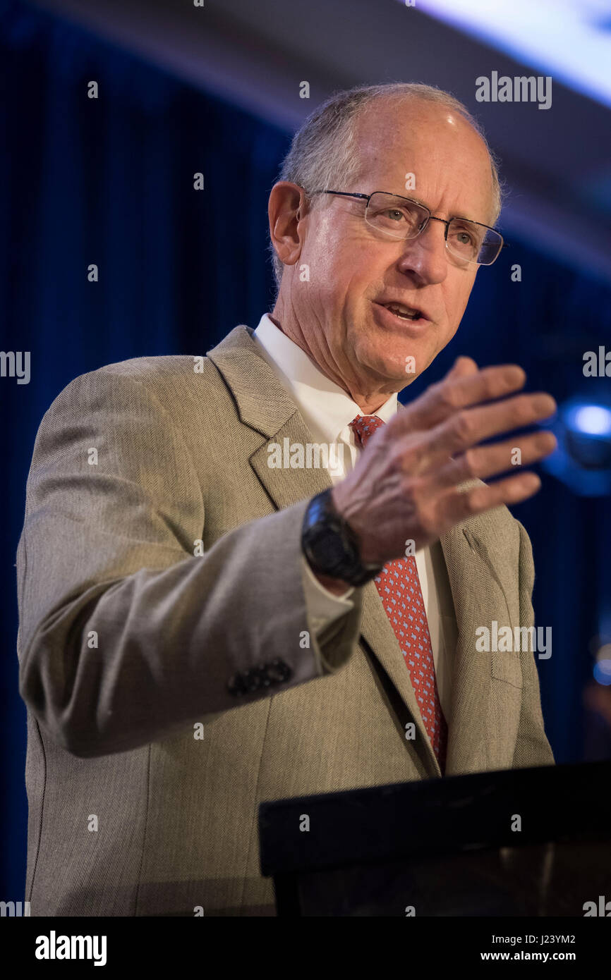 U.S. House Agriculture Committee Chairman Rep. Mike Conaway, of Texas, addresses the USDA 93rd Annual Agricultural Outlook Forum February 23, 2017 in Arlington, Virginia. Stock Photo