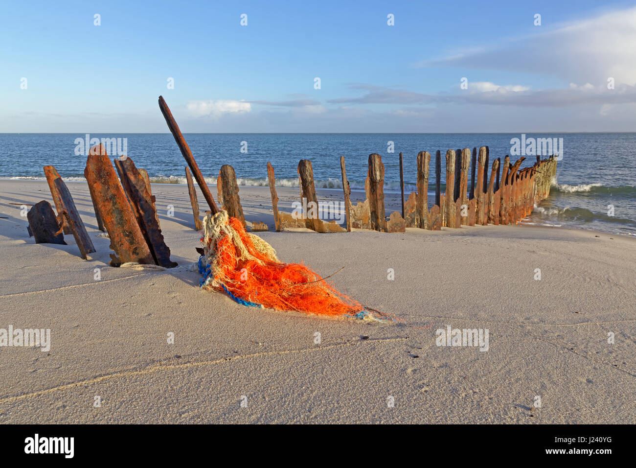 Groin at West beach, Island Sylt, North Sea, Schleswig-Holstein, Germany Stock Photo