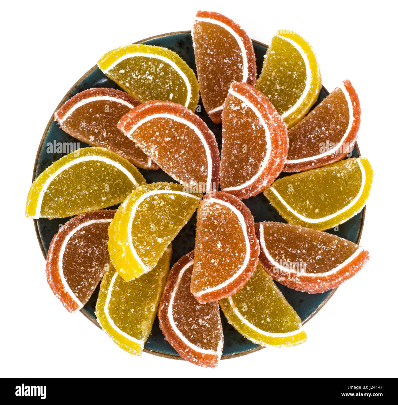 Orange and lemon jelly slices on white background. Studio Photo Stock Photo Alamy