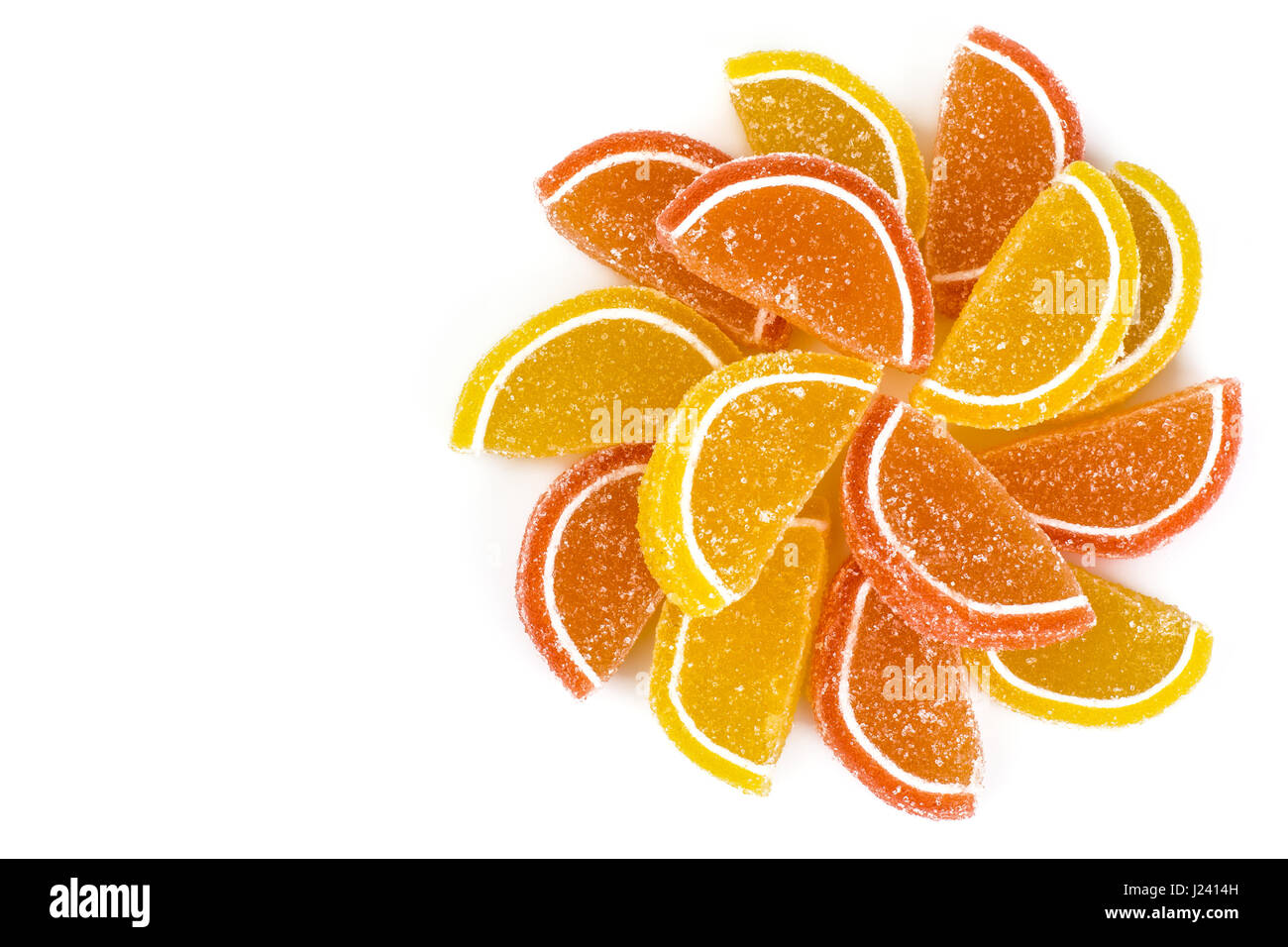 Orange and lemon jelly slices on white background. Studio Photo Stock Photo Alamy