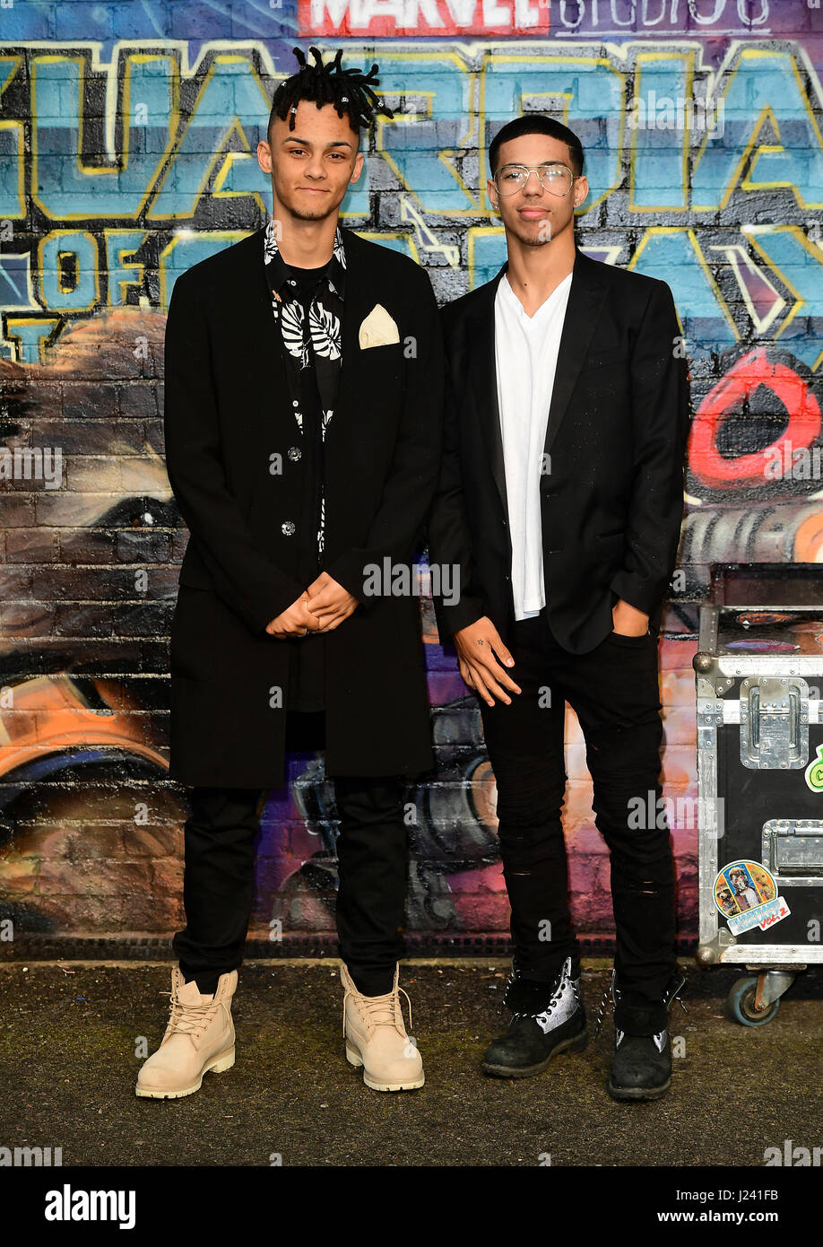Nathan Lewis and Kieran Alleyn attending The European Premiere of Guardians of the Galaxy Vol. 2 held at the Eventim Apollo, London. Stock Photo