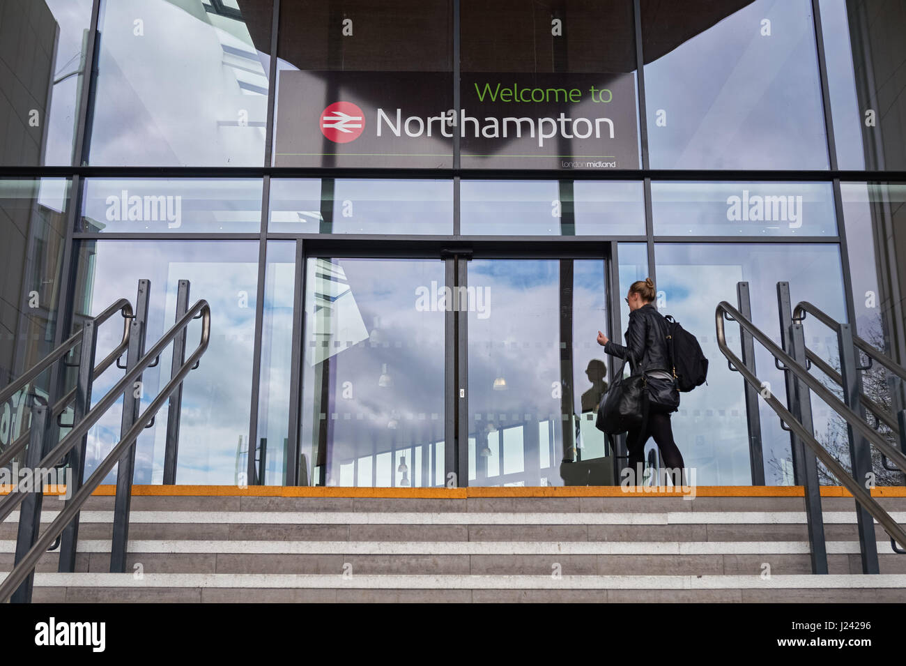 Entrance to railway station in Northampton, England United Kingdom UK Stock Photo