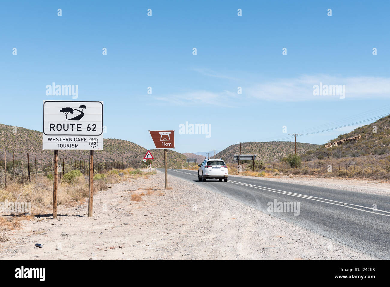 LADISMITH, SOUTH AFRICA - MARCH 25, 2017:  The scenic route R62 between Ladismith and Barrydale in the Western Cape Province of South Africa Stock Photo
