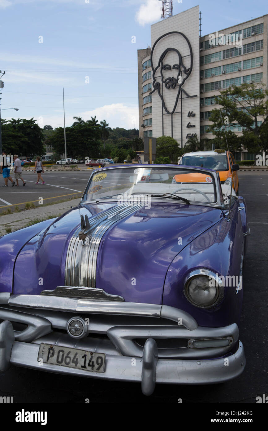 Vintage American car on street in Havana. Stock Photo