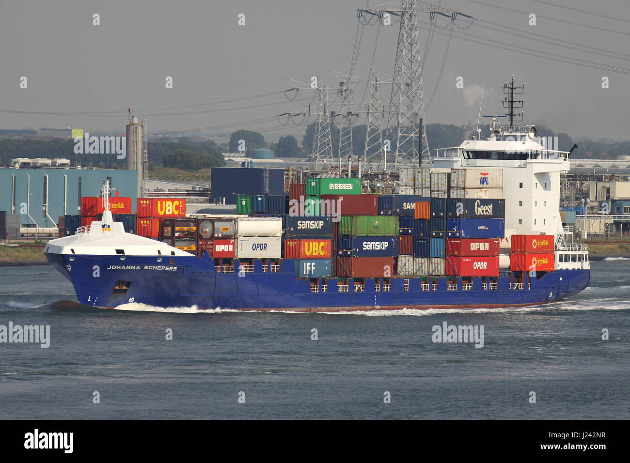 809 TEU container ship JOHANNA SCHEPERS outbound Rotterdam Stock Photo