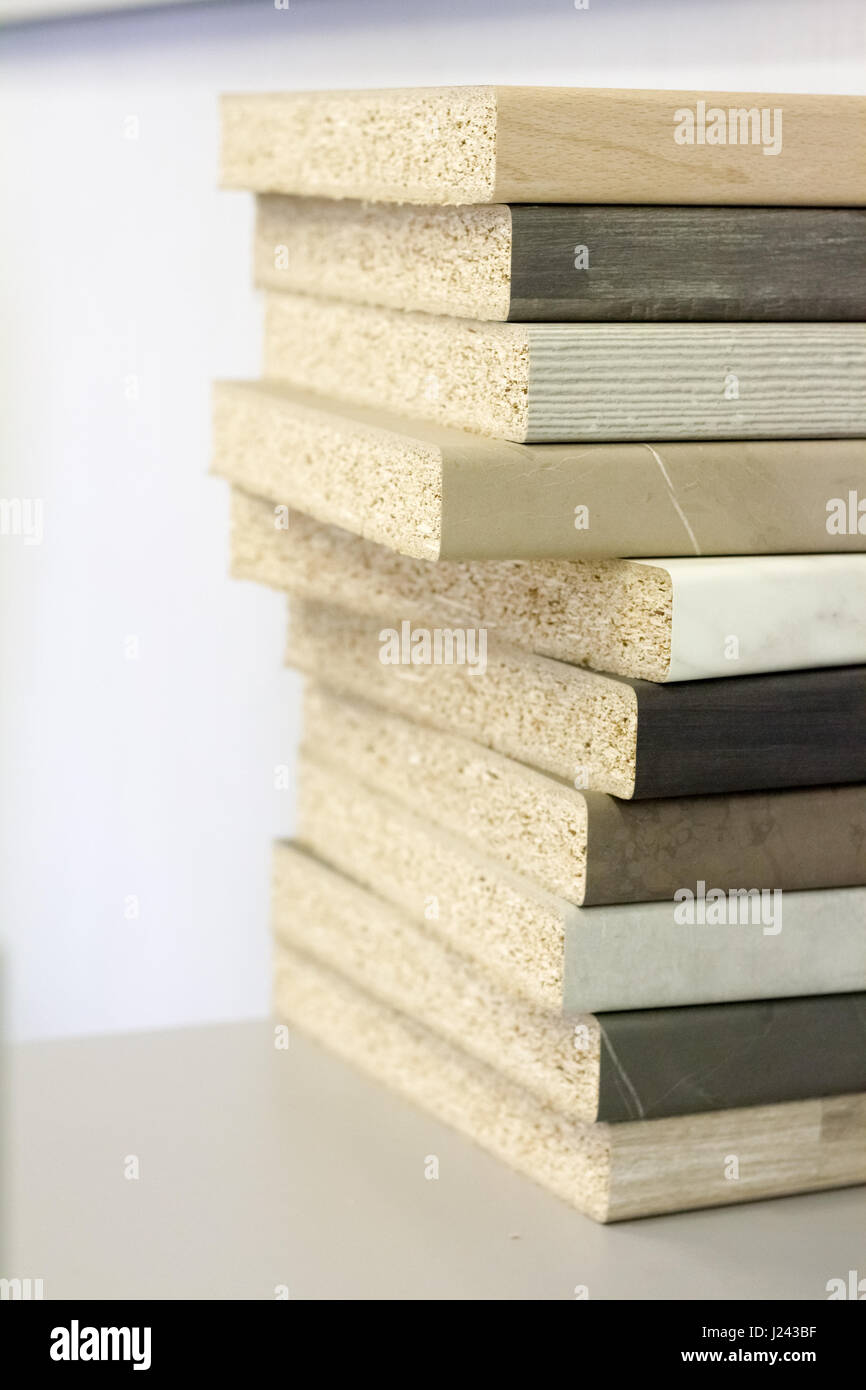 MDF, PARTICLE BOARD. Wood panels of different thicknesses and colors