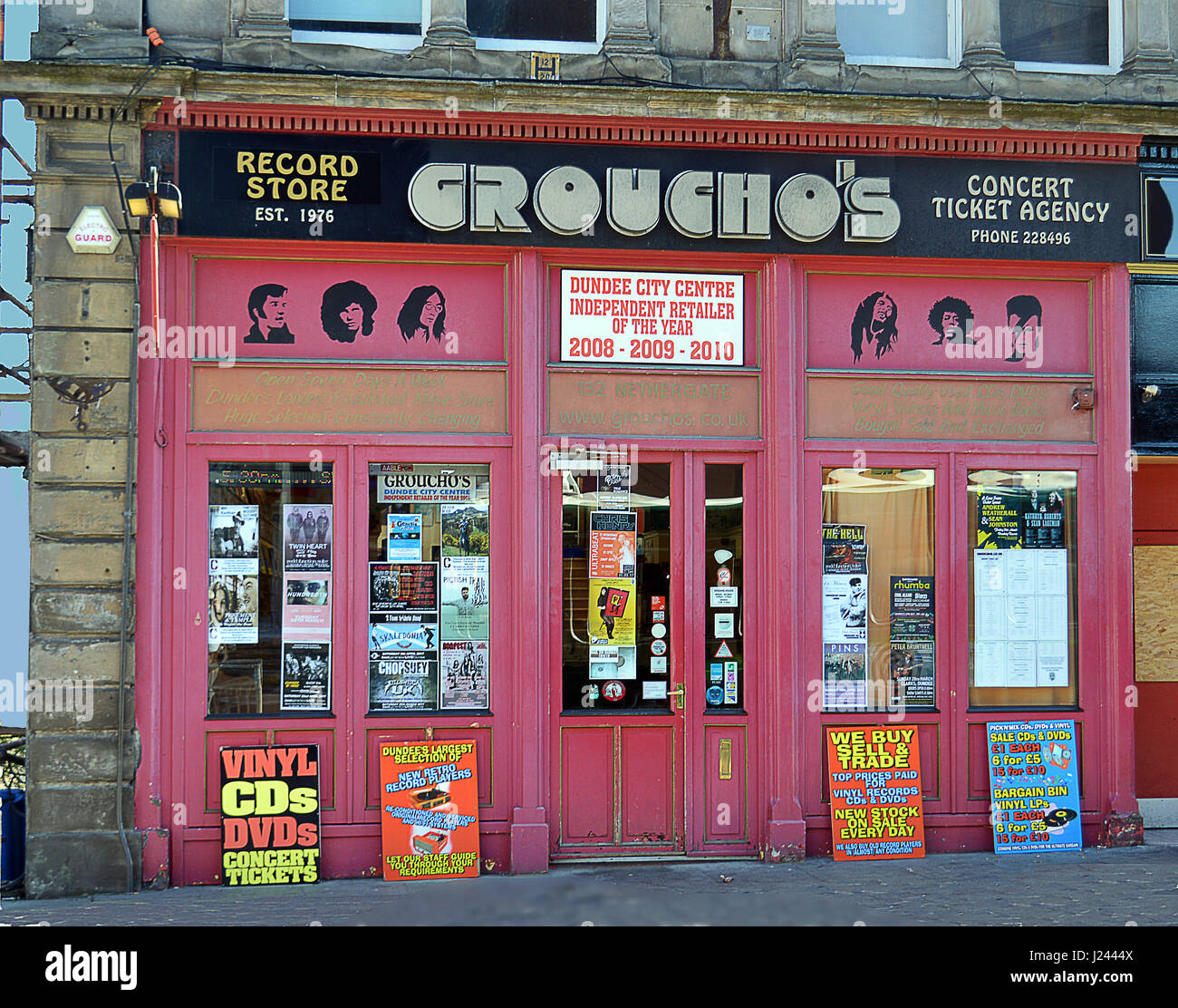 DUNDEE, SCOTLAND - 27 MARCH 2017: Groucho's, once the place to buy the latest releases, now one of the best record exchange shops in Britain, Stock Photo