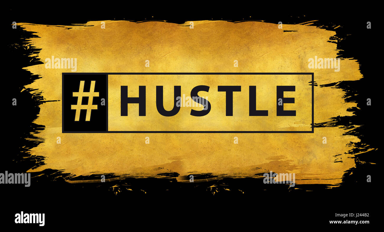 Hashtag hustle in gold texture Stock Photo