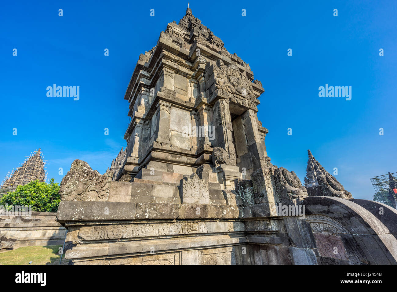Side view of Kala-Makara of Candi Perwara Temple in Prambanan temple complex. 9th century Hindu temple compound located on Central Java, Indonesia Stock Photo