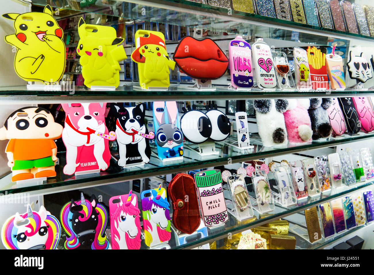 Miami Beach Florida,Lincoln Road,store,window,retail display,cell phone,smartphone cell phone phones texting,accessories,covers,cases,protectors,whims Stock Photo