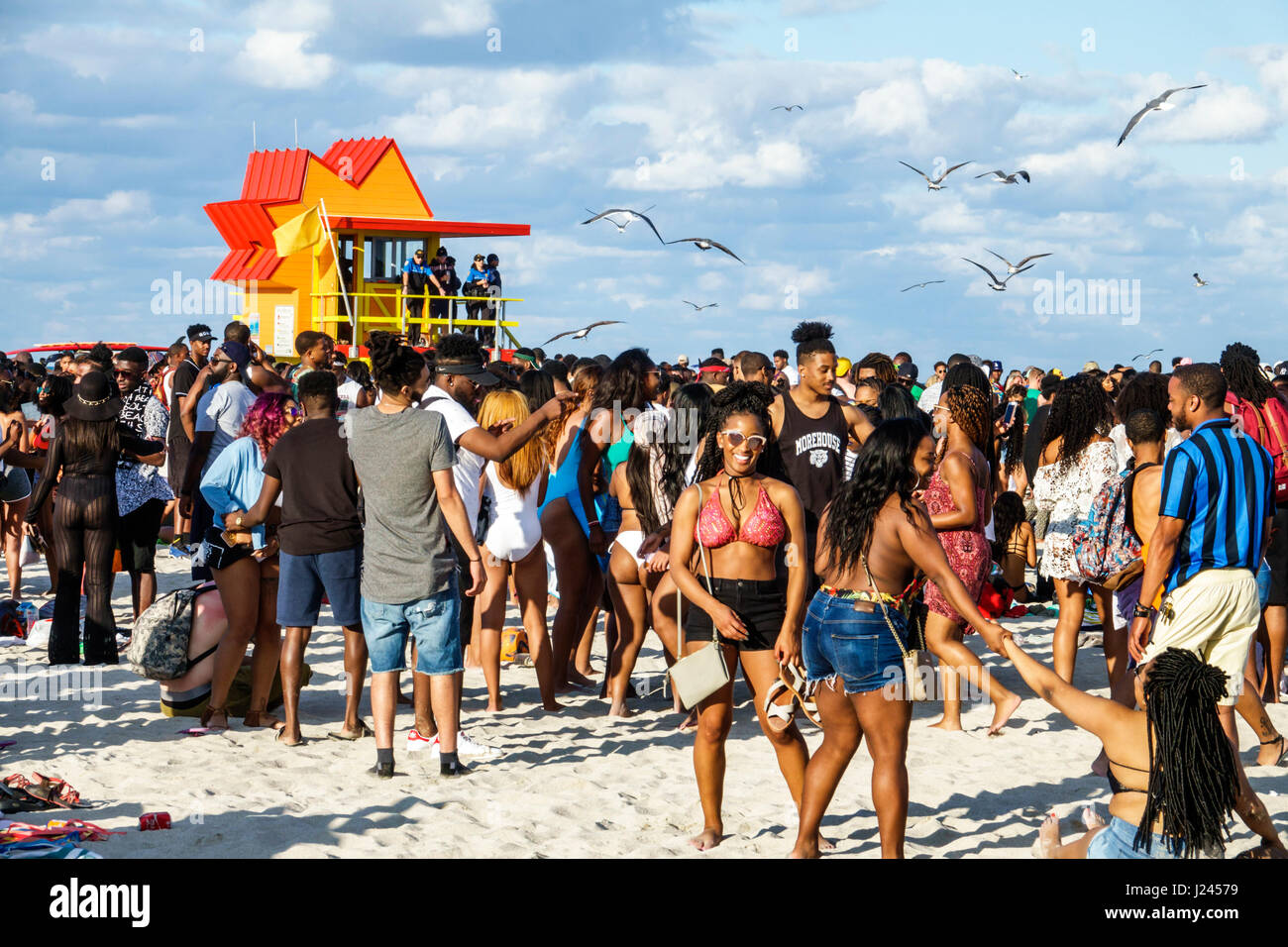 Miami Beach Florida,Spring Break,lifeguard tower,Black Blacks African