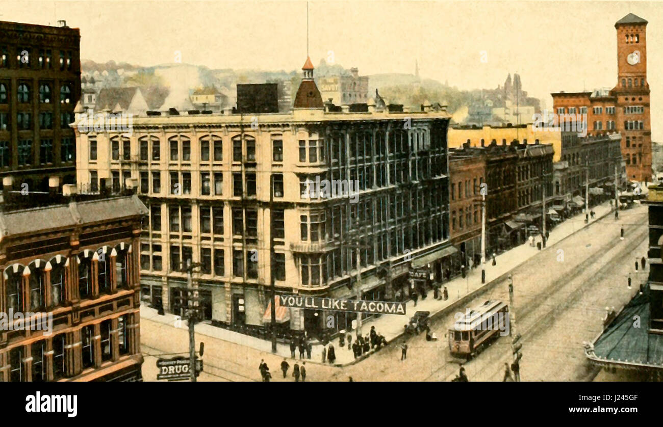 Upper Pacific Avenue, Tacoma, Washington, circa 1912 Stock Photo