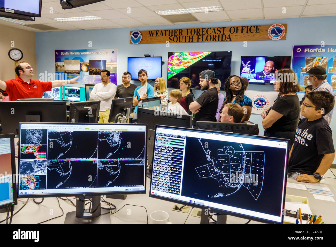 Miami Florida,National Hurricane Center,NHC,NOAA,National Weather Service,open house houses,interior inside,forecast,South Florida forecast office,met Stock Photo