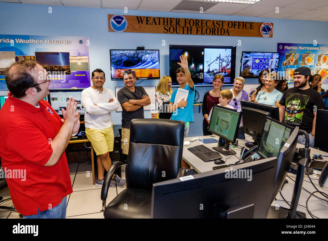 Miami Florida,National Hurricane Center,NHC,NOAA,National Weather Service,open house,interior inside,forecast,South Florida forecast office,meteorolog Stock Photo