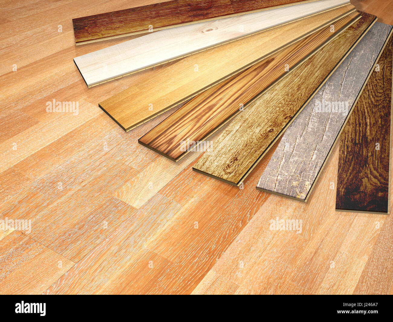 New Planks Of Oak Parquet Of Different Colors On Wooden Floor 3d