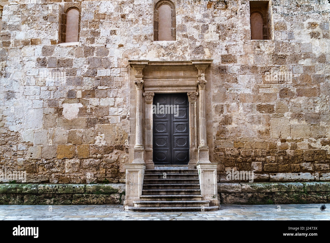 Lateral door, Duomo di Santa Lucia, Siracusa - Italy Stock Photo