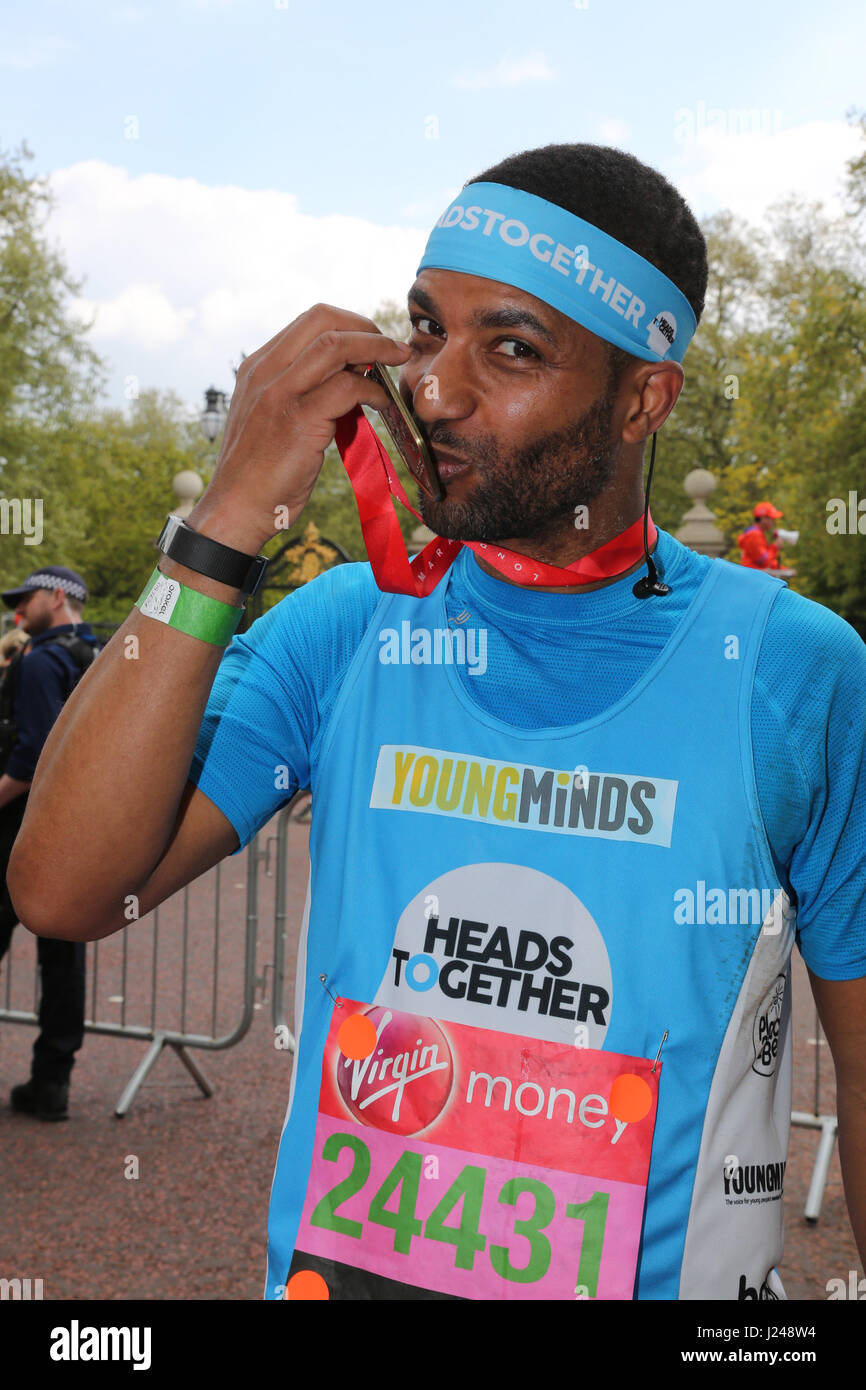 Celebrities finishing the London Marathon 2017 Stock Photo