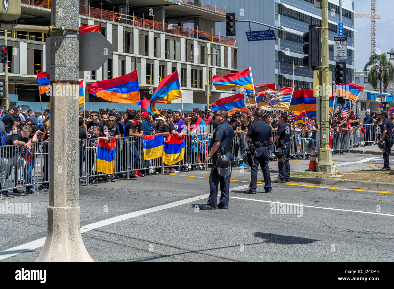 Los Angeles, California, USA. 24th April, 2017. Armenian protesters at the Turkish Conusl in Los Angeles during the Armenian Genocide March. Credit: Chester Brown/Alamy Live News Stock Photo