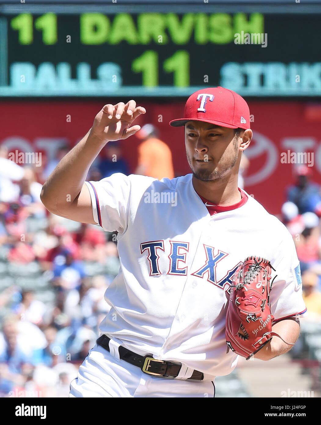 Arlington, Texas, USA. 23rd Apr, 2017. Yu Darvish (Rangers) MLB : Texas ...