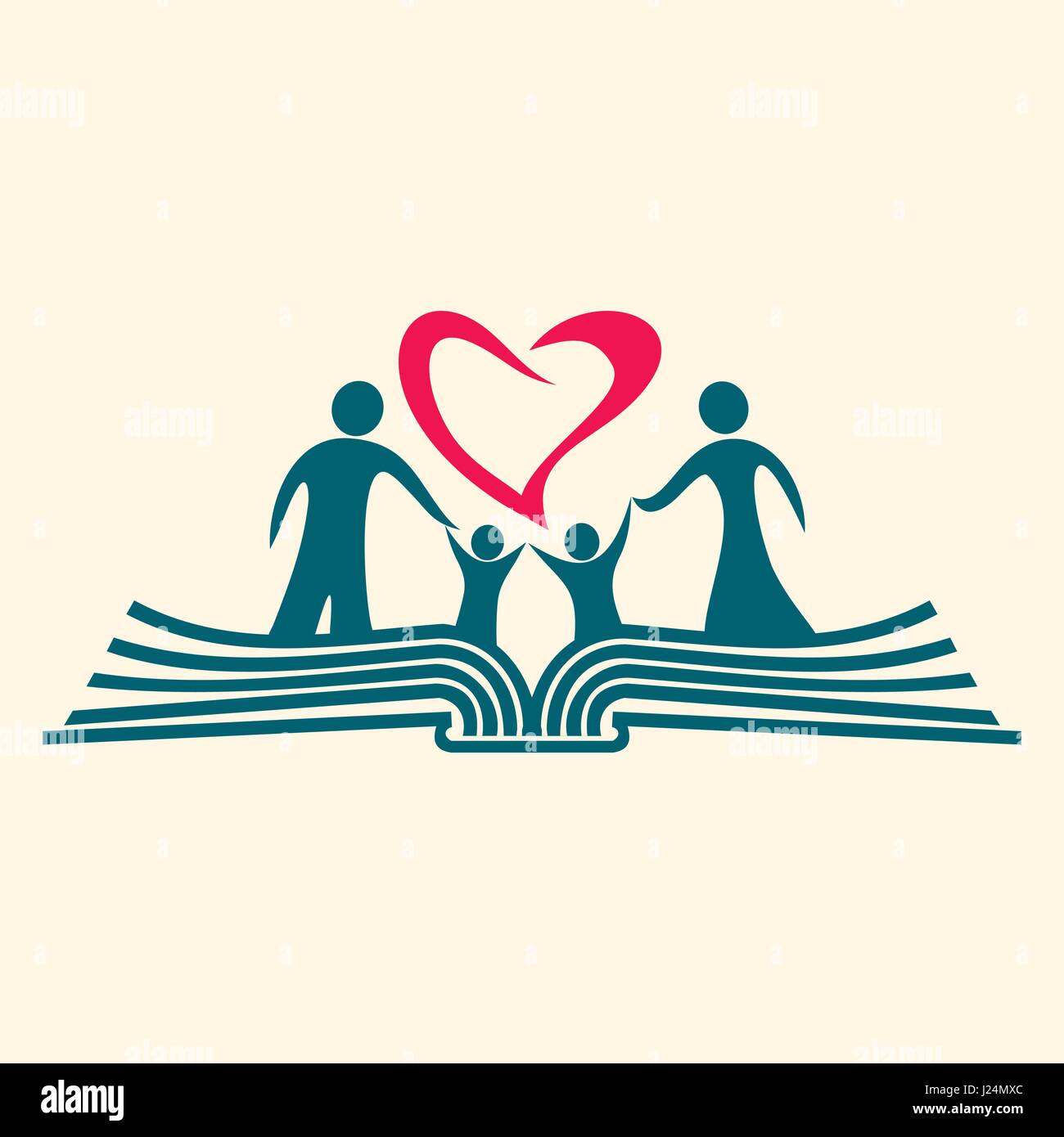 Church logo. Christian symbols. A happy Christian family based on the