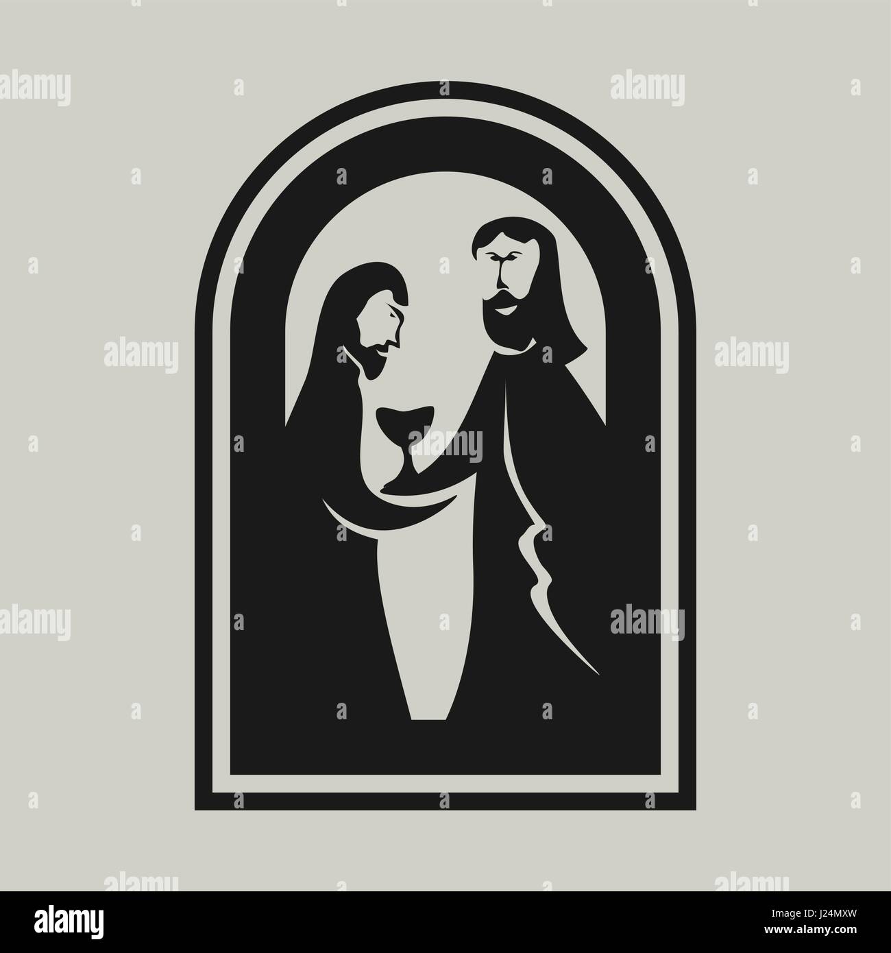 Church Logo Christian Symbols Jesus And His Disciple Stock Vector 