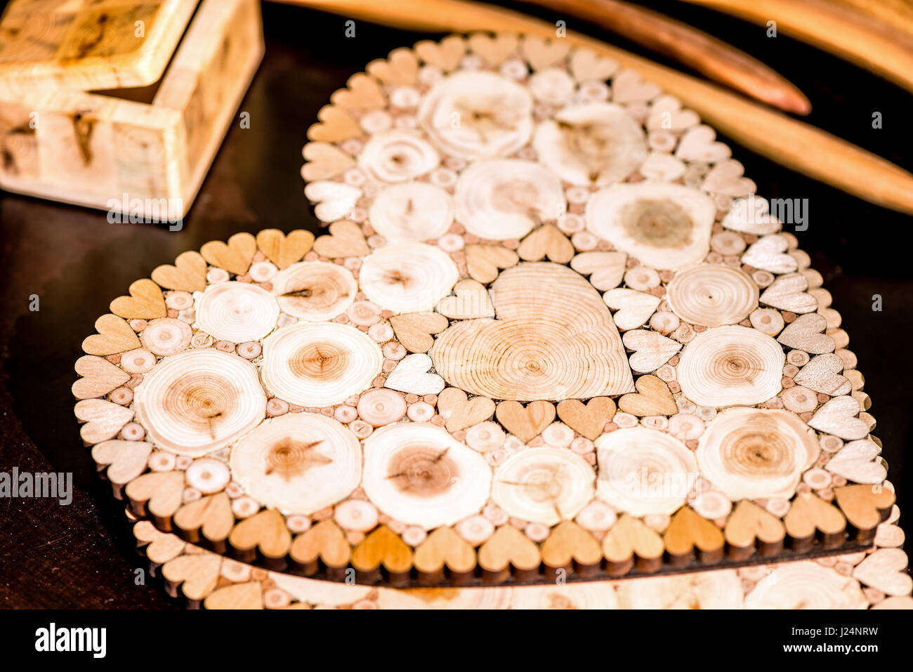 Decorative articles made of wood Stock Photo Alamy